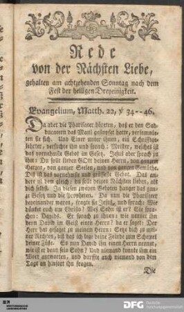 Rede von der Nächsten Liebe