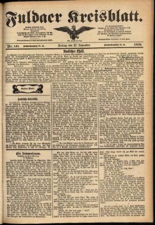 Erste Ausgabe vom Freitag, den 27. November 1903.