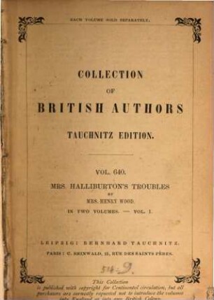 Mrs. Halliburton's Troubles : in two volumes, 1