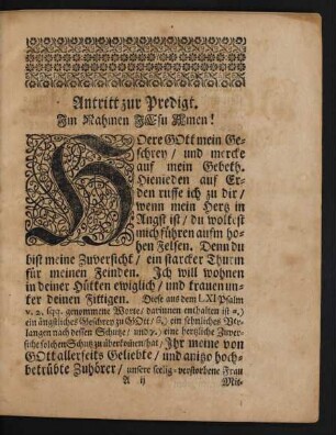 Antritt zur Predigt.