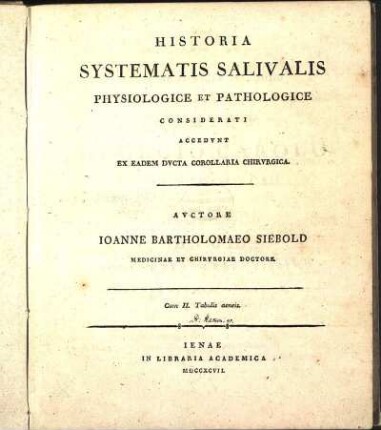 Historia Systematis Salivalis Physiologice Et Pathologice Considerati : Accedvnt Ex Eadem Dvcta Corrolaria Chirvrgica ; Cum II. Tabulis aeneis