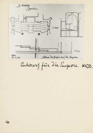 Evangelische St. Nikolai-Kirche, Berlin-Spandau Orgel: Schema Stufen auf der Empore 1:20, 1:100