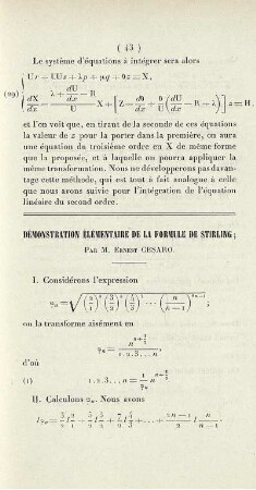 Démonstration Élémentaire de la Formule de Stirling.