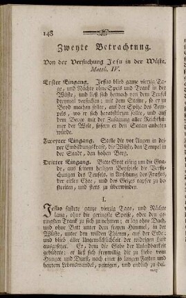 Zweyte Betrachtung. Von der Versuchung Jesu in der Wüste. Matth. IV.