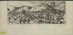 Ansicht von Assisi, Italien, Kupferstich, um 1593 : Assisi / [Stecher: Franz Hogenberg?. Hrsg.: Georg Braun]. - [Coloniae Agrippiae] : [Auctores] , [um 1593]. - 1 Vogelschauansicht : Radierung ; 45 x 18 cm +++ Auch ersch. in: Civitates orbis terrarvm