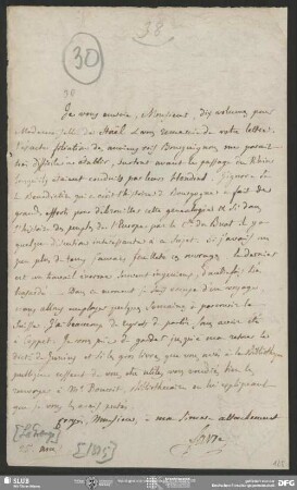 Eigenh. Brief von Guillaume Favre an August Wilhelm von Schlegel, La Grange, 25.08.1815