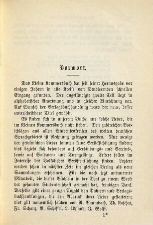 Kommersbuch, Studentenliederbuch : Lieder fahrender Schüler. 2, Studentenliederbuch : des kl. Kommersbuchs zweiter Teil