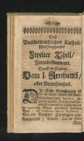 Des Unüberwindlichlichen Catholischen Zeughauses Zweiter Theil