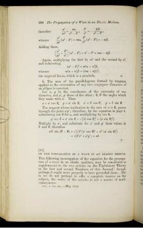On the propagation of a wave in an elastic medium.
