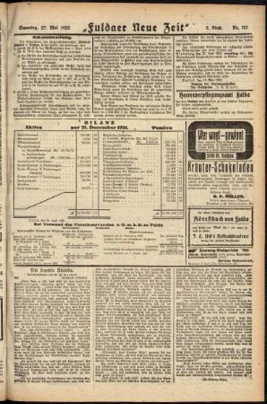Zweite Ausgabe vom Samstag, den 27. Mai 1922.