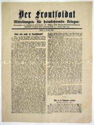 Mitteilungsblatt für Kriegsheimkehrer "Der Frontsoldat"