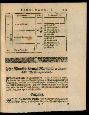 Ihro Römisch-Königl. Majestät Ferdinandi III. Wahl-Capitulation