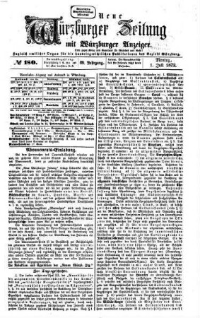 Neue Würzburger Zeitung : Würzburger Abend-Zeitung ; Würzburger Anzeiger und Handelsblatt. 1872,7/12 = Jg. 69