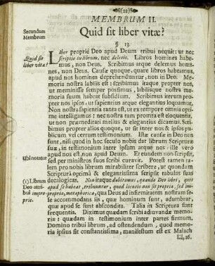 Membrum II. Quid sit liber vitæ?