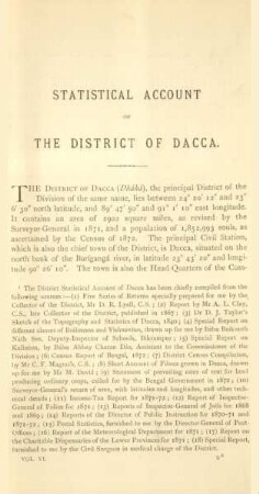 Statistical account of the District of Dacca
