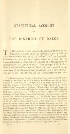 Statistical account of the District of Dacca