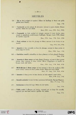 Meubles (Nr. 160-171)