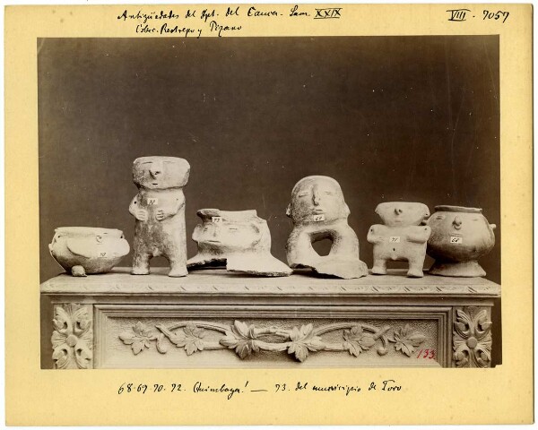 Clay figurines and figurine vessels from the Restrepo y Pizano Collection, Antigüedades del Dpt. de Cauca Lam. XXIX