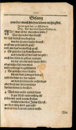 Gesang von des menschlichen lebens nichtigkeit. In der weis des 146. Psalmens.