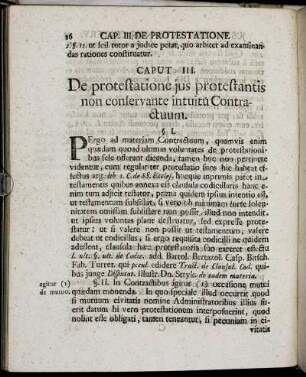 Caput III. De protestatione jus protestantis non conservante intuitu Contractuum.