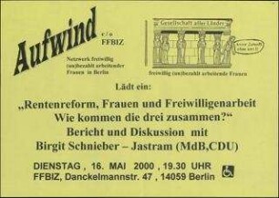 Rentenreform, Frauen und Freiwilligenarbeit Wie kommen die zusammen?
