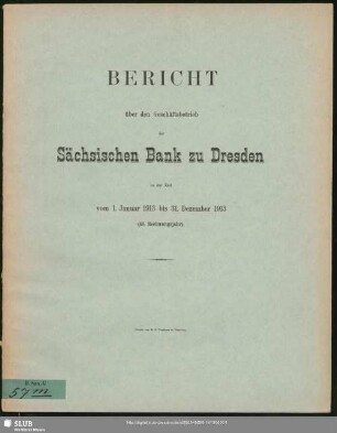48.1913: Bericht : über das ... Geschäftsjahr ...