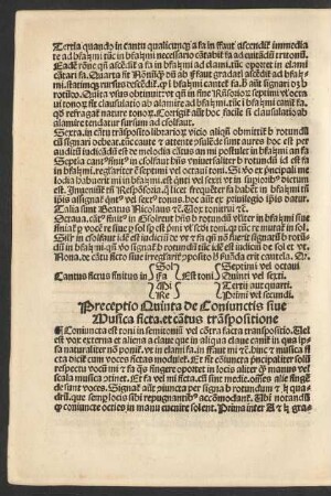 Preceptio Quinta de Coniunctis sive Musica ficta. et cantus transpositione