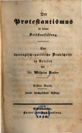 Der Protestantismus in seiner Selbstauflösung : eine theologisch-politische Denkschrift in Briefen, 1