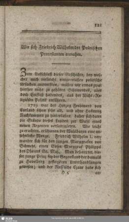Wie sich Friedrich Wilhelm der Polnischen Protestanten annahm