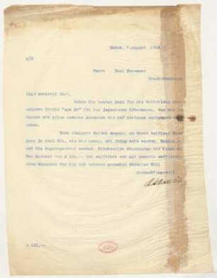 Brief an Paul Telemann : 07.08.1914