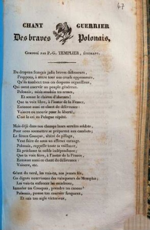 Des braves Polonais : chant guerrier