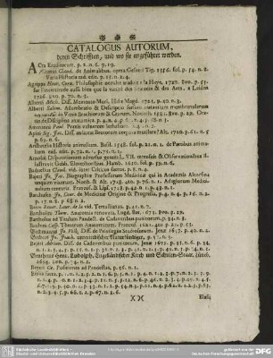 Catalogus Autorum, deren Schrifften, und wo sie angeführet werden