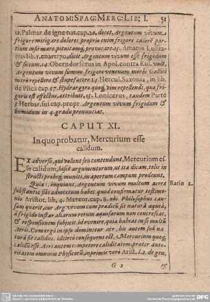 Caput XI. In quo probatur, Mercurium esse calidum.