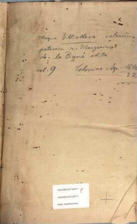 Magna Bibliotheca Vetervm Patrvm, Et antiquorum Scriptorvm Ecclesiasticorum, [9,1]. Continens Scriptores saeculi IX. id est, ab Ann. Christi 800. usq[ue] ad ann. 900