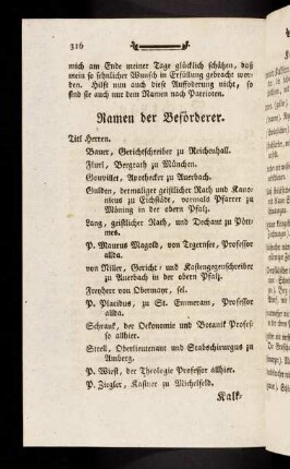 316-322, Namen der Beförderer; Kalkerden; Gyps; Mergel; Quarz; Hornstein; Kiesel; Agath; Chalcedon; Jaspis; Thon; Glimmerarten