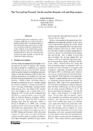 The Vast and the Focused: On the need for domain-focused web corpora