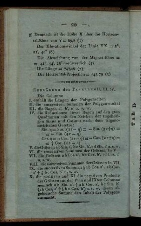Erklärung der Tabellen.