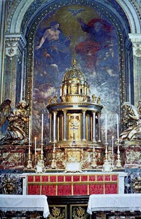 Altar mit Ziborium und anbetenden Engeln