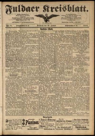 Zweite Ausgabe vom Mittwoch, den 20. Januar 1904.