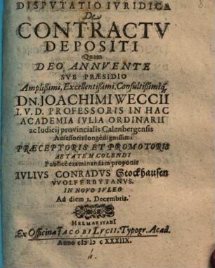 Disp. jur. de contractu depositi : def Jul. Conr. Stockhausen