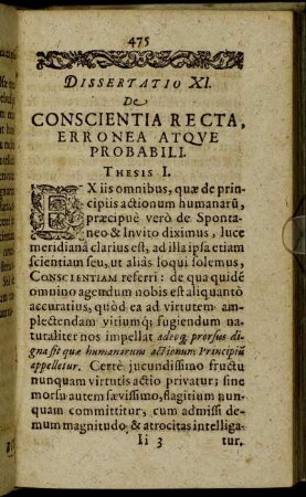 Dissertatio XI. De Conscientia Recta, Erronea Atque Probabili.