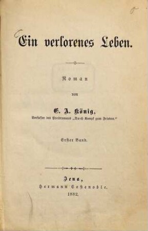 Ein verlorenes Leben : Roman, 1