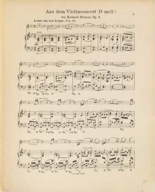 Concert (D moll) : für Violine mit Begleitung des Orchesters ; Op. 8 ; einzeln daraus: Lento ma non troppo ; dem königl. bayer. Concertmeister Herrn Benno Walter zugeeignet