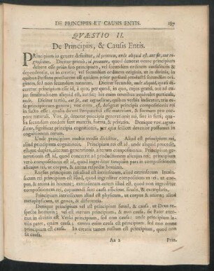 Quaestio II. De Principiis, & Causis Entis.