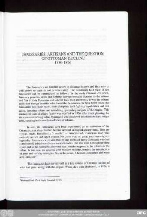 Janissaries, Artisans And The Question Of Ottoman Decline 1730-1826