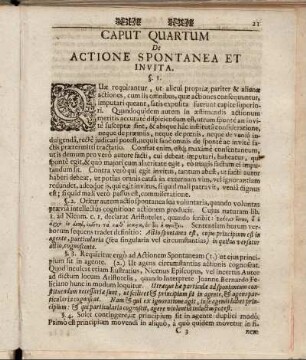 Caput Quartum De Actione Spontanea Et Invita.