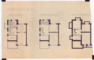 Doppelhaus A: Grundrisse Erdgeschoss, Obergeschoss, Kellergeschoss