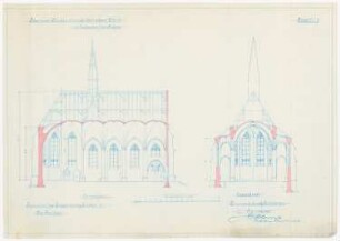 St. Laurentius, Rudersdorf bei Wilnsdorf: Längs- und Querschnitt (Variante) 1:100