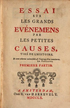 Essai Sur Les Grands Evénemens Par Les Petites Causes, Tiré de L'Histoire, 1