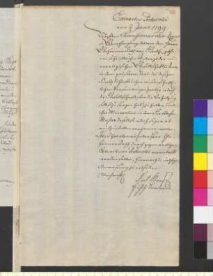 Brief von Weimar, Geheimes Konsilium in Weimar (Kirms, Karl) an Goethe, Johann Wolfgang von